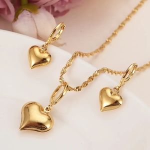 18K HEART GOLD NECKLACE EARRINGS SET